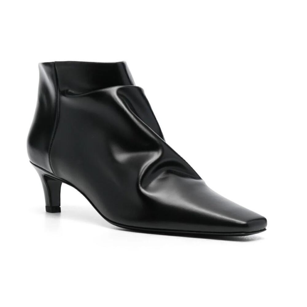 Toteme Black Leather Ankle Boots Quiet Luxury Minimalist Size 10
